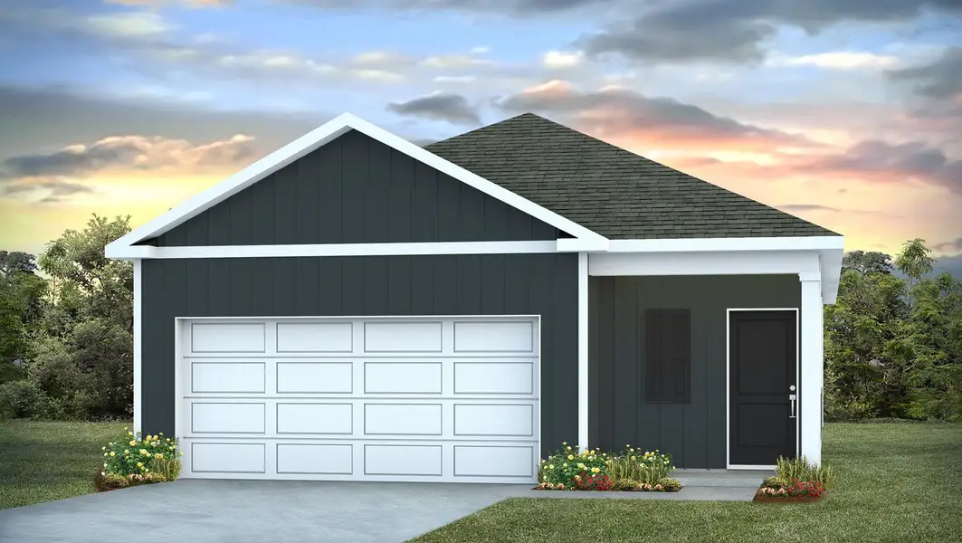 Front exterior of a new home in Hunter's Branch, Hopkins, SC, highlighting curb appeal (Image 1). Front exterior of a new home in Hunter's Branch, Hopkins, SC, highlighting curb appeal (Image 1).