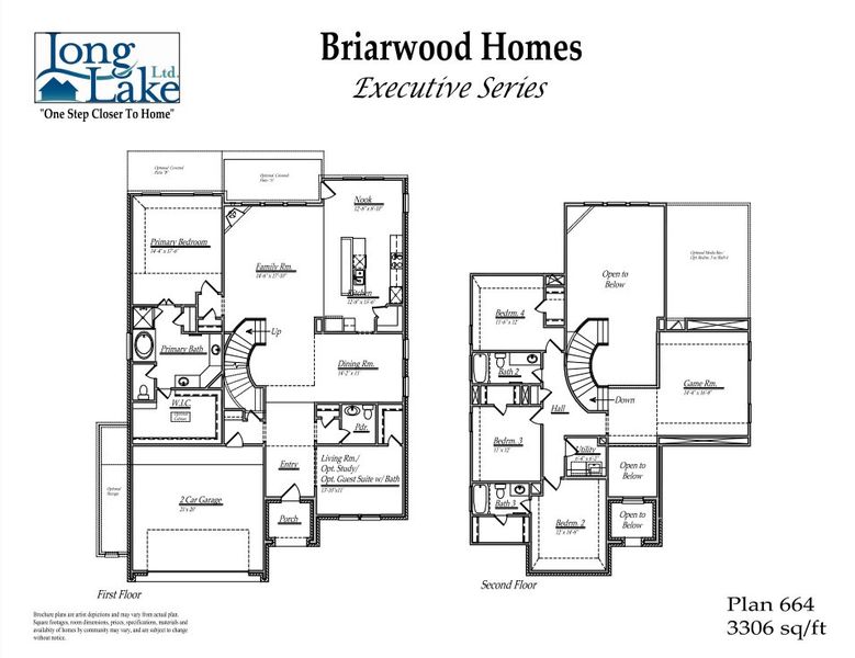 2D floor plan layout for the 664 by Long Lake Ltd. in Sunterra Lakes, Brookshire, TX (Image 3). 2D floor plan layout for the 664 by Long Lake Ltd. in Sunterra Lakes, Brookshire, TX (Image 3).