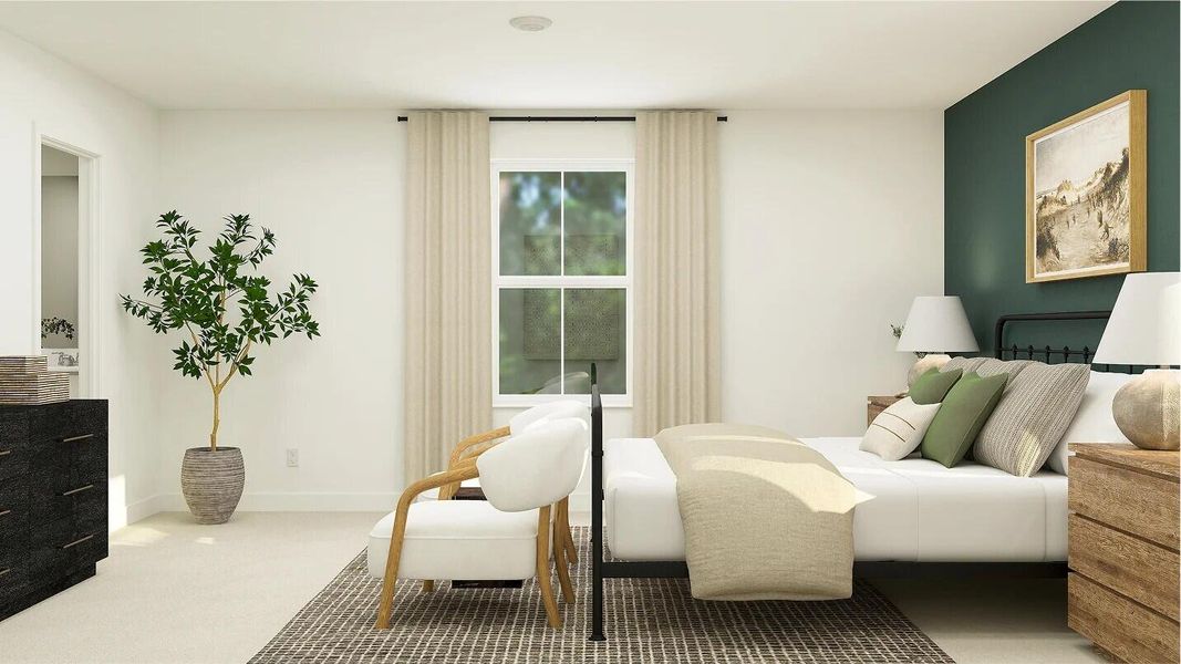 Furnished interior view inside a new home in Lindera Preserve at Cane Bay Plantation: Sabal Collection, Summerville (Image 3). Furnished interior view inside a new home in Lindera Preserve at Cane Bay Plantation: Sabal Collection, Summerville (Image 3).