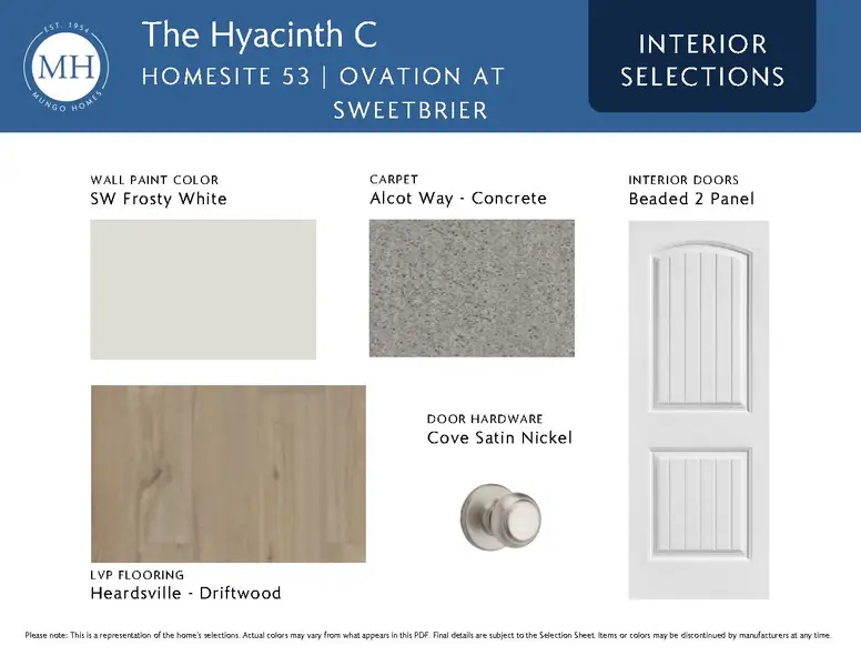 Sample of building materials used in homes in Ovation at Sweetbrier, Durham (Image 7).