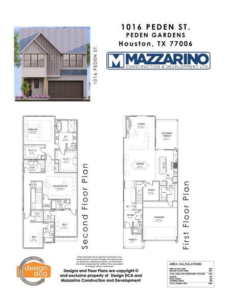 Please be aware that these plans are the property of the architect/builder designer that designed them not DUX Realty, Mazzarino Construction or 1014 PEDEN LLC and are protected from reproduction and sharing under copyright law. These drawing are for general information only. Measurements, square footages and features are for illustrative marketing purposes. All information should be independently verified. Plans are subject to change without notification.