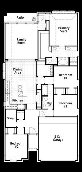 2D floor plan layout of this home in 6 Creeks at Waterridge: 45ft. lots, Kyle, TX (Image 4).