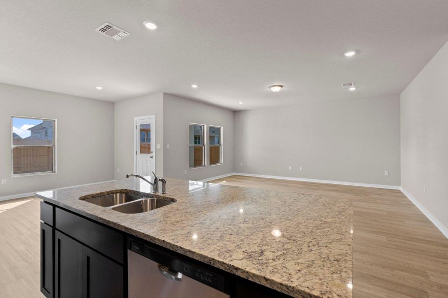 Center Island and Open Family Room