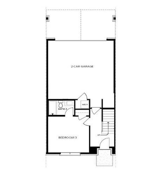 2D floor plan layout of this home in Townes 333, Peachtree Corners, GA (Image 6).