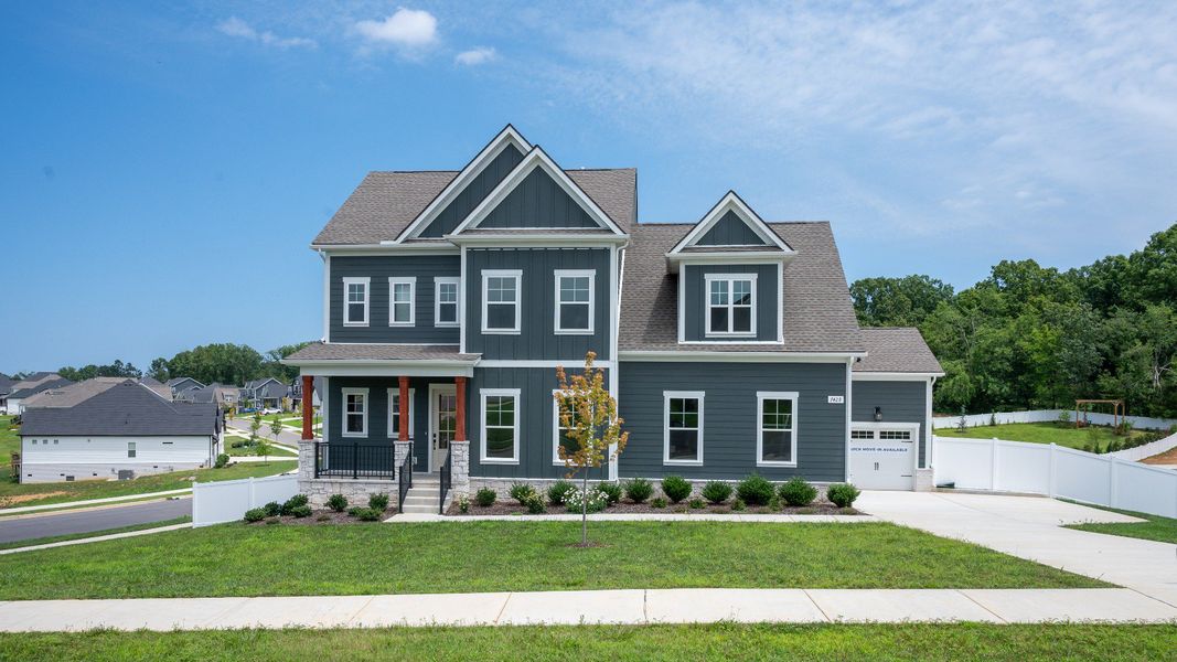 Stunning exterior on corner lot, with side entry 3-car garage at Richvale Estates in Fairview, TN. Stunning exterior on corner lot, with side entry 3-car garage at Richvale Estates in Fairview, TN.