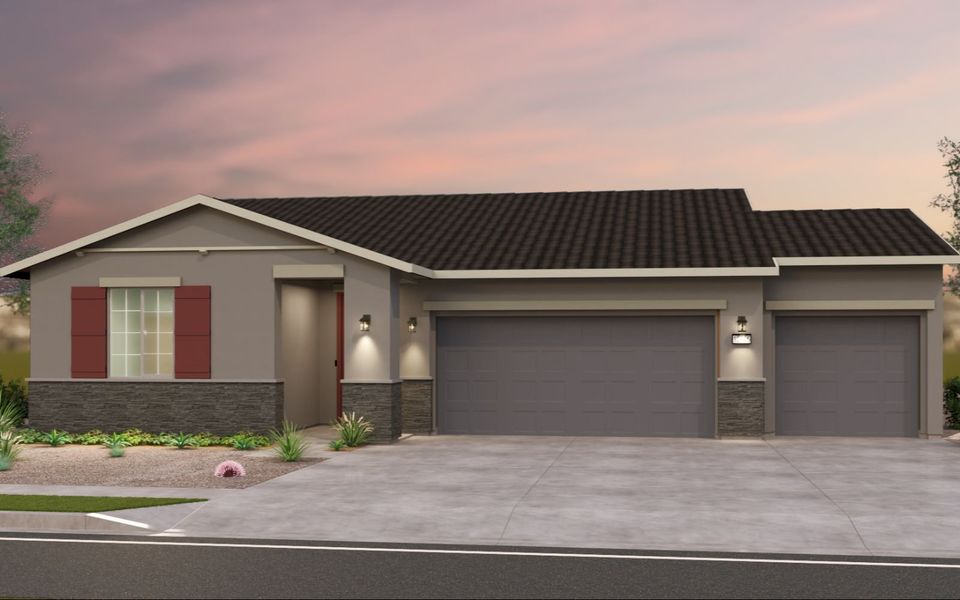 Representative exterior photo of a completed home built from the Ironwood by Brookfield Residential in Highland Mariposa at Alamar, Avondale, AZ (Image 4). Representative exterior photo of a completed home built from the Ironwood by Brookfield Residential in Highland Mariposa at Alamar, Avondale, AZ (Image 4).