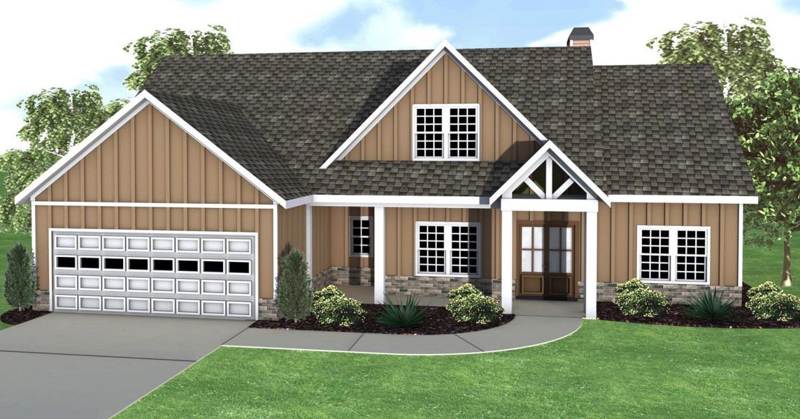 Front exterior of a home in the The Crest community, located in Newnan, GA (Image 4). Front exterior of a home in the The Crest community, located in Newnan, GA (Image 4).