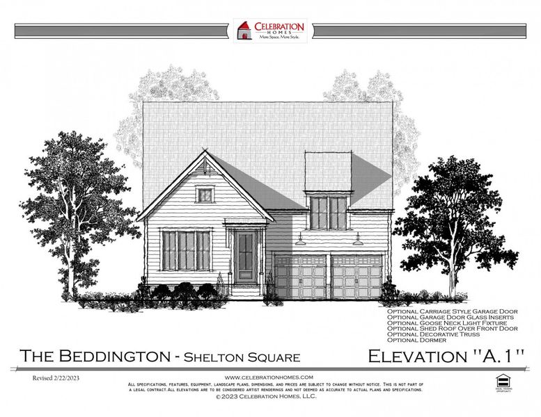 Representative rendering of the exterior for the Beddington by Celebration Homes (Image 2).