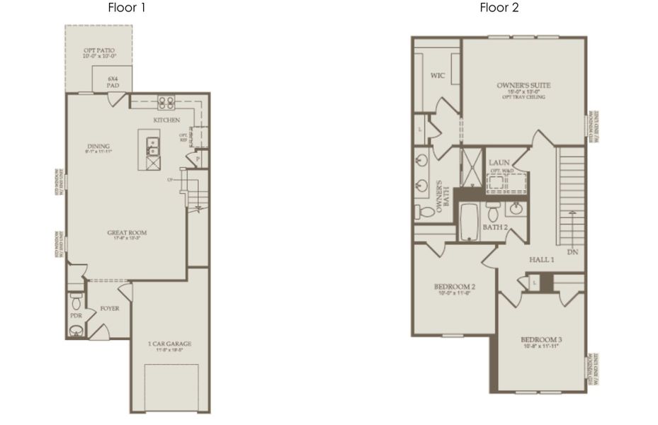 2D floor plan layout of this home in Carpenter Falls, Durham, NC (Image 4).