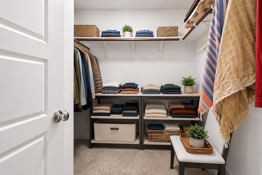 Large walk-in closet in the primary bedroom. (This photo has AI edits) Large walk-in closet in the primary bedroom. (This photo has AI edits)