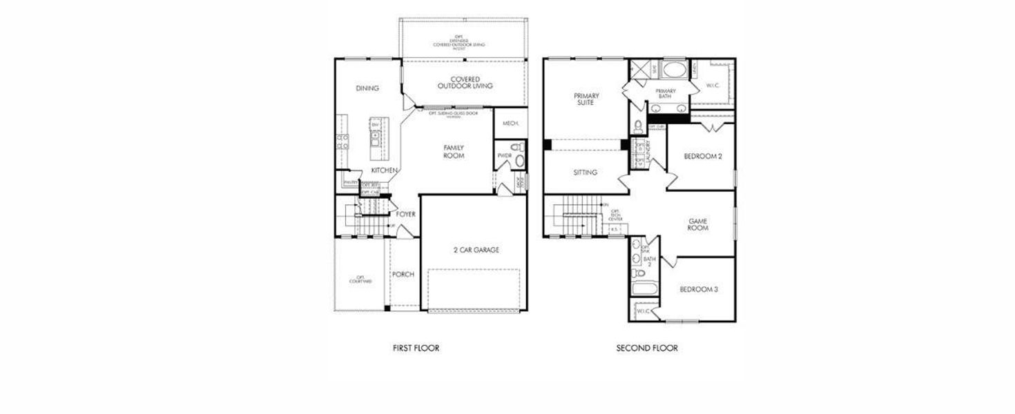 2D floor plan layout of this home in Pinewood Trails - Luxe Series, Houston, TX (Image 2). 2D floor plan layout of this home in Pinewood Trails - Luxe Series, Houston, TX (Image 2).