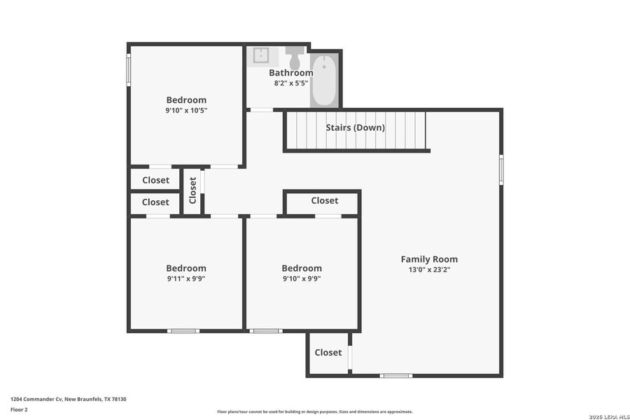 2D floor plan layout of this home in Sky Ranch, New Braunfels, TX (Image 3).