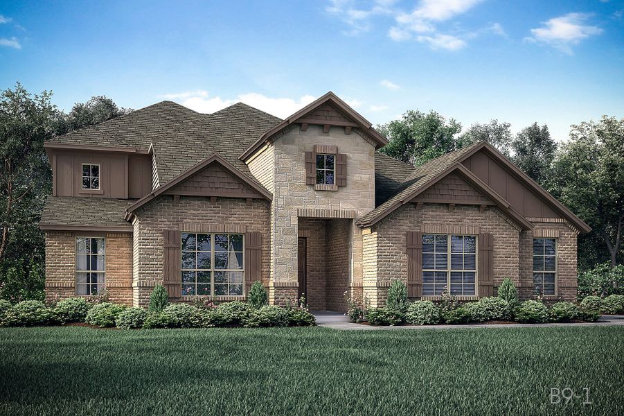 Representative exterior photo of a completed home built from the Phoenix by John Houston Homes in Levante - 1 Acre Lots, Waxahachie, TX (Image 2). Representative exterior photo of a completed home built from the Phoenix by John Houston Homes in Levante - 1 Acre Lots, Waxahachie, TX (Image 2).