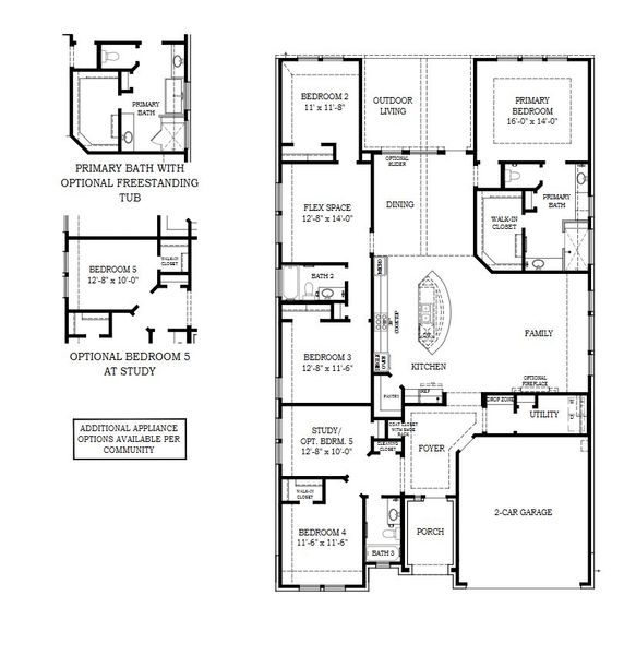 2D floor plan layout for the Corbin by Chesmar Homes in Audubon, Magnolia, TX (Image 5).