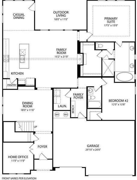 2D floor plan layout of this home in Wolf Ranch West Bend - 60', Georgetown, TX (Image 3).