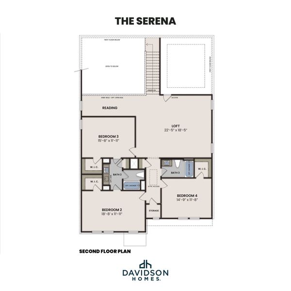 2D floor plan layout for the The Serena E by Davidson Homes LLC in Saddle Creek Ranch, Cibolo, TX (Image 3).