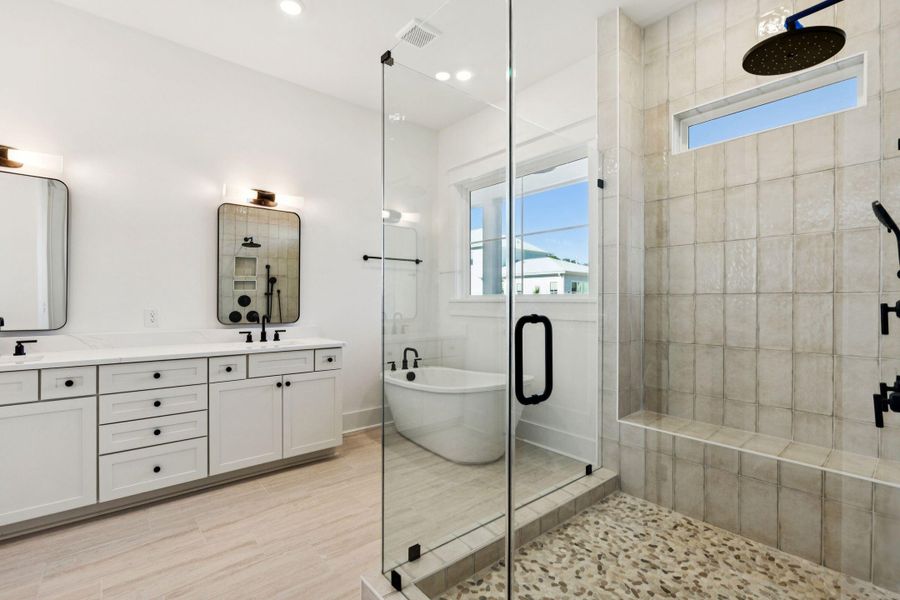Furnished interior view inside a new home in Overlook at Copahee Sound, Awendaw (Image 56).