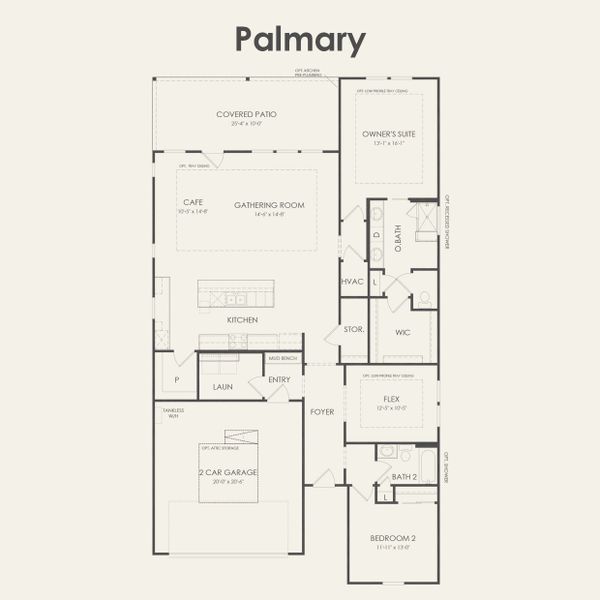 2D floor plan layout for the Palmary by Del Webb in Del Webb Sonoma Verde, Rockwall, TX (Image 5).