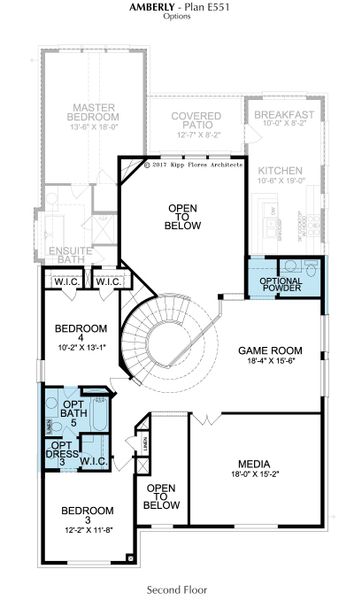 2D floor plan layout for the Amberly by Landon Homes in East Village - Classic Series, Frisco, TX (Image 8).
