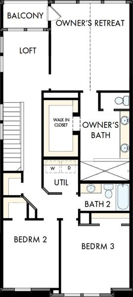 2D floor plan layout of this home in Trails at Waterside - Garden Series, Fort Worth, TX (Image 3).