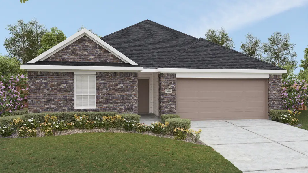 Front exterior of a new home in Opal Ranch, Kyle, TX, highlighting curb appeal (Image 5).