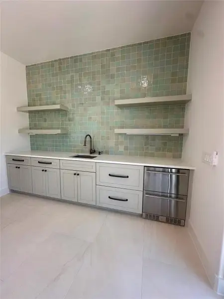 Casita wet bar area with refirgerator drawers