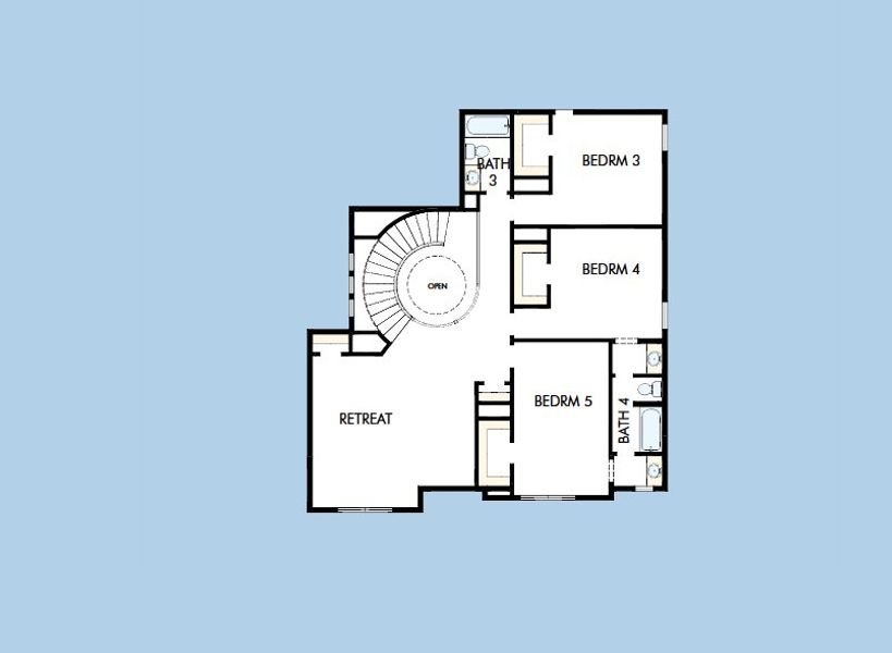 2D floor plan layout for the The Silverpoint by David Weekley Homes in Furst Ranch, Bartonville, TX (Image 4).