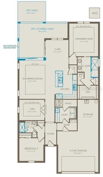 2D floor plan layout of this home in Del Webb Minneola, Minneola, FL (Image 2). 2D floor plan layout of this home in Del Webb Minneola, Minneola, FL (Image 2).