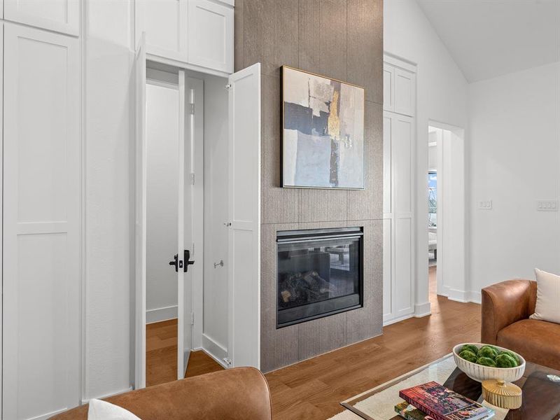 Hidden safe room with keypad entry.