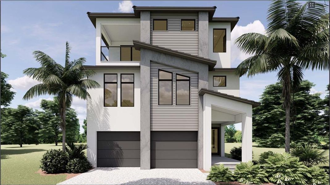 Front exterior of a new home in , Sarasota, FL, highlighting curb appeal (Image 1).