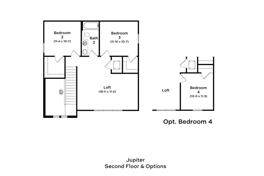 2D floor plan layout for the Jupiter by DRB Homes in Liberty Trace, Haines City, FL (Image 3).
