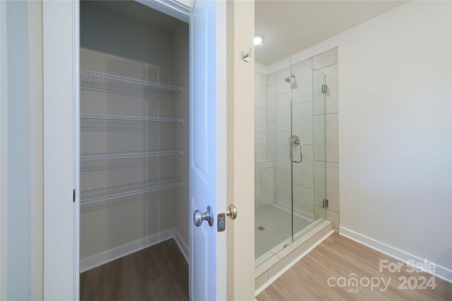 Linen closet in primary bathroom