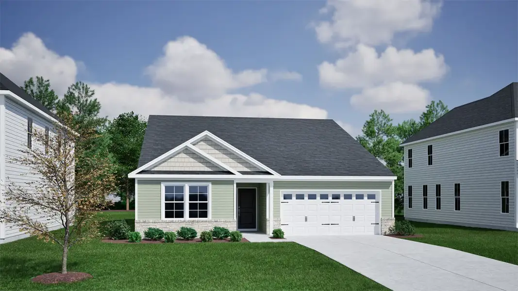Representative exterior photo of a completed home built from the Gwinnett II - Genesis Value Collection by Mungo Homes in Fairfield Place East and West, Chesnee, SC (Image 21).