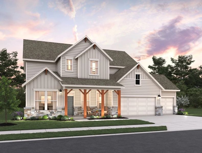 Representative exterior photo of a completed home built from the Hathaway by Ashton Woods in The Trails at Carmel, Pflugerville, TX (Image 24). Representative exterior photo of a completed home built from the Hathaway by Ashton Woods in The Trails at Carmel, Pflugerville, TX (Image 24).