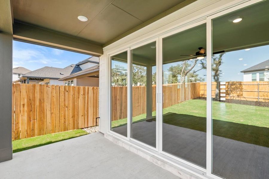 Exterior details and patio area of a home in Terrace Collection at Heritage, Dripping Springs (Image 23). Exterior details and patio area of a home in Terrace Collection at Heritage, Dripping Springs (Image 23).