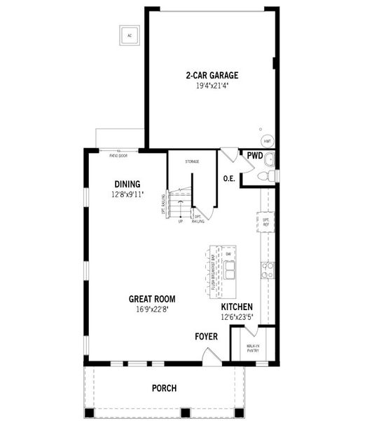 2D floor plan layout for the Grayton by Mattamy Homes in Meridian Parks, Orlando, FL (Image 4).