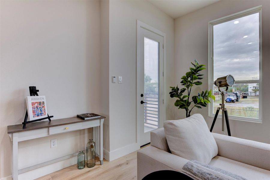 Balcony access from the living area Balcony access from the living area