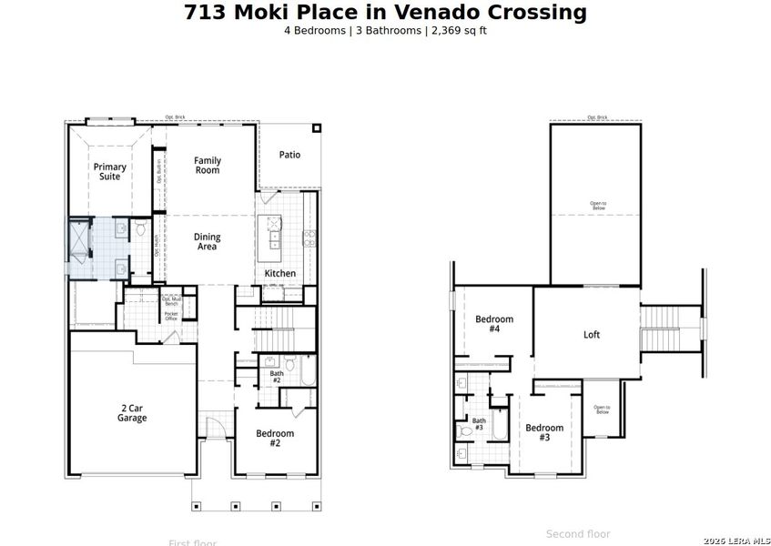 2D floor plan layout of this home in Venado Crossing, Cibolo, TX (Image 4).