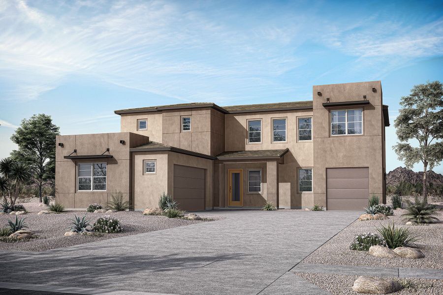 Representative exterior photo of a completed home built from the Pine by Mattamy Homes in Empire Pointe, Queen Creek, AZ (Image 1). Representative exterior photo of a completed home built from the Pine by Mattamy Homes in Empire Pointe, Queen Creek, AZ (Image 1).