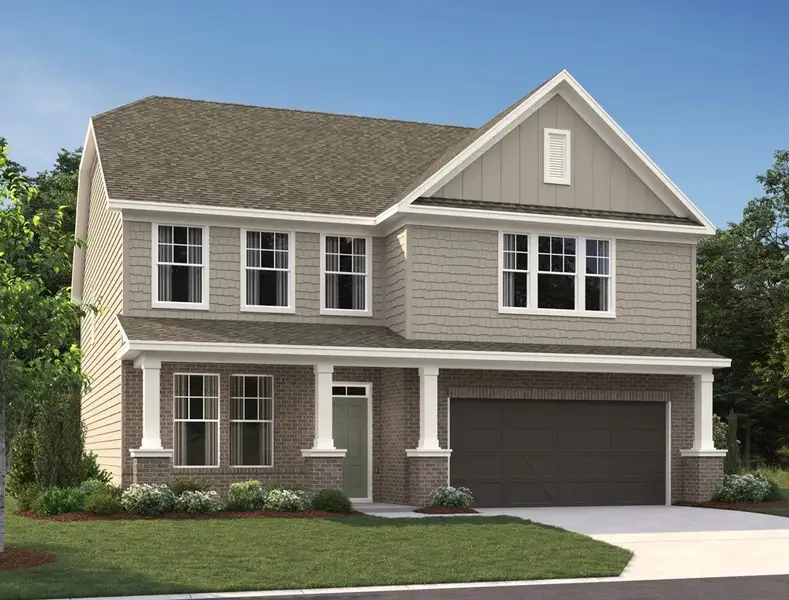 Representative exterior photo of a completed home built from the Savoy by Ashton Woods in Creekside, Dawsonville, GA (Image 4).