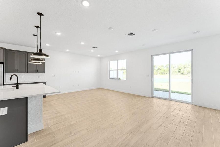 Kitchen, Great Room & Dining Area