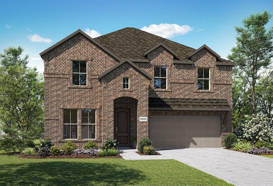 Front exterior of a new home in Discovery Collection at View at the Reserve, Mansfield, TX, highlighting curb appeal (Image 5).