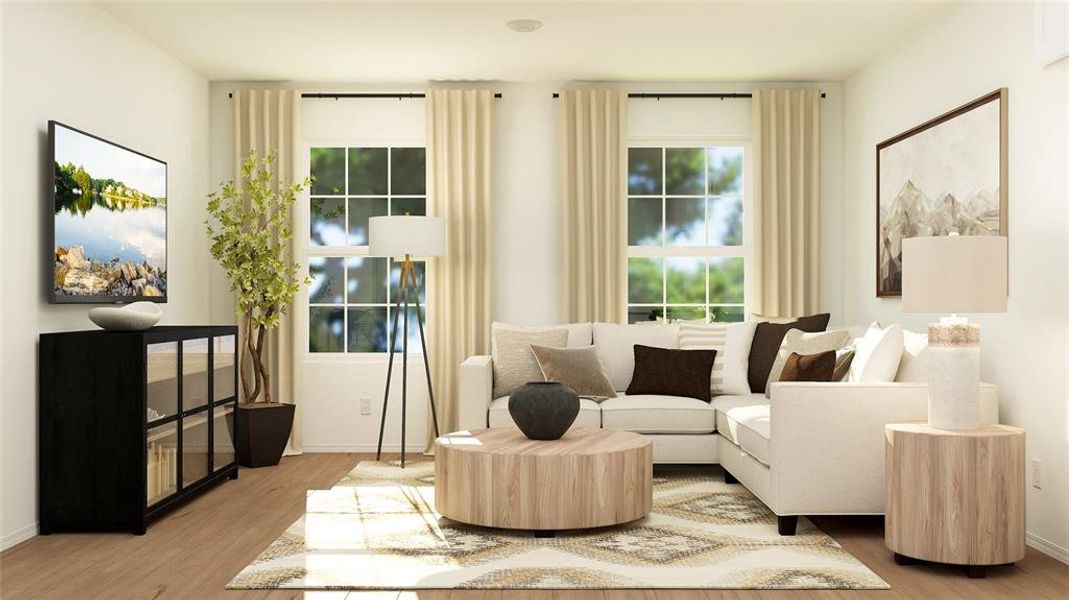 Living area featuring light hardwood / wood-style floors