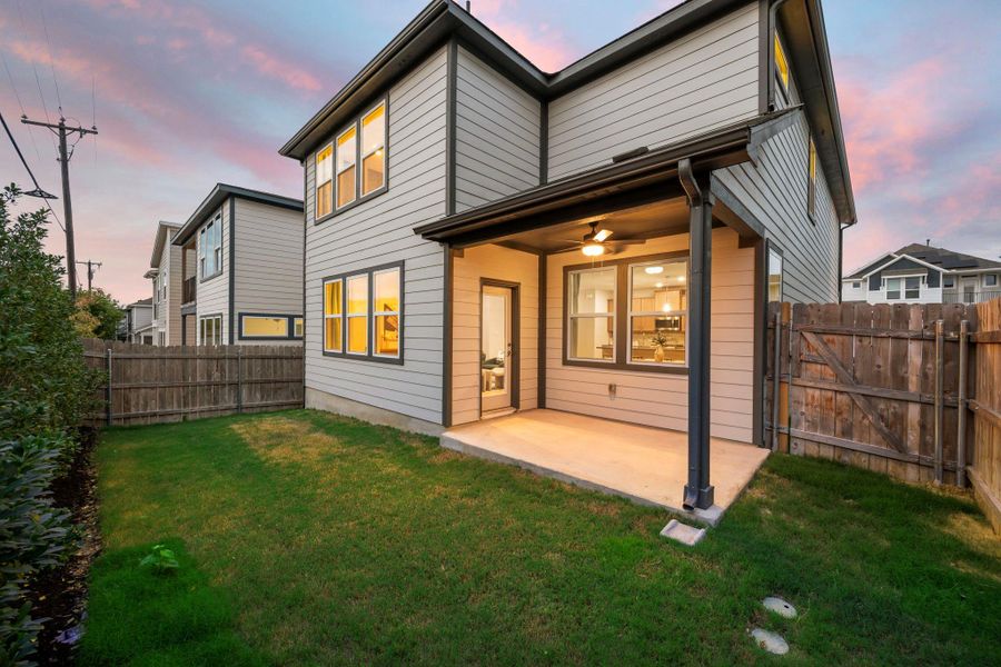 Exterior details and patio area of a home in Sarah's Creek, Pflugerville (Image 24).