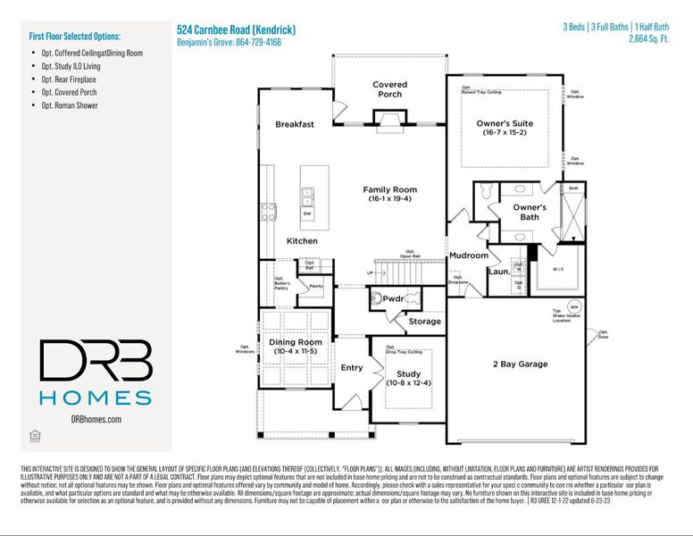 2D floor plan layout of this home in Benjamin's Grove, Woodruff, SC (Image 3).