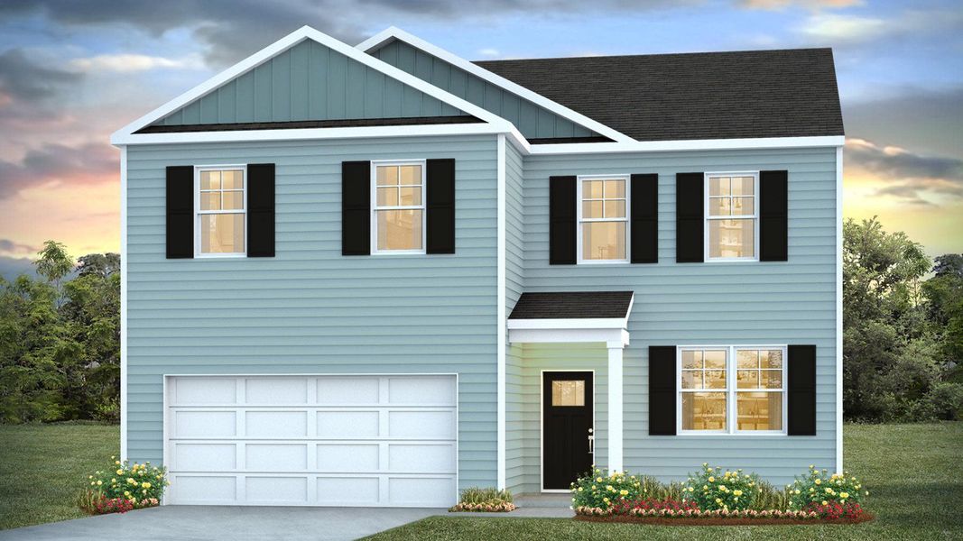 Representative exterior photo of a completed home built from the GALEN by D.R. Horton in The Ranch, Holly Hill, SC (Image 1).