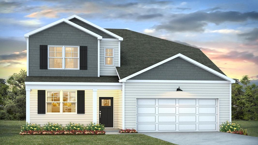 Front exterior of a new home in Fernhill Farms, Statesboro, GA, highlighting curb appeal (Image 2).