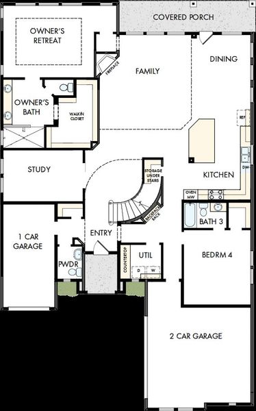 2D floor plan layout of this home in Terraces – Classics, Rockwall, TX (Image 2). 2D floor plan layout of this home in Terraces – Classics, Rockwall, TX (Image 2).