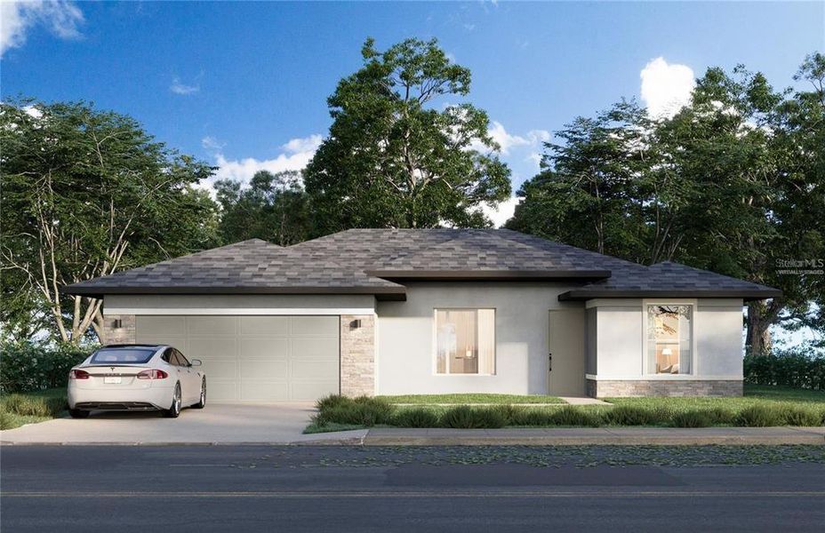 Front exterior of a new home in Palm Coast, Palm Coast, FL, highlighting curb appeal (Image 1).