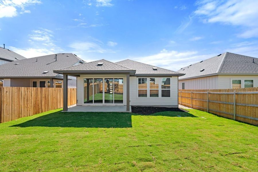 Exterior details and patio area of a home in Terrace Collection at Heritage, Dripping Springs (Image 19). Exterior details and patio area of a home in Terrace Collection at Heritage, Dripping Springs (Image 19).